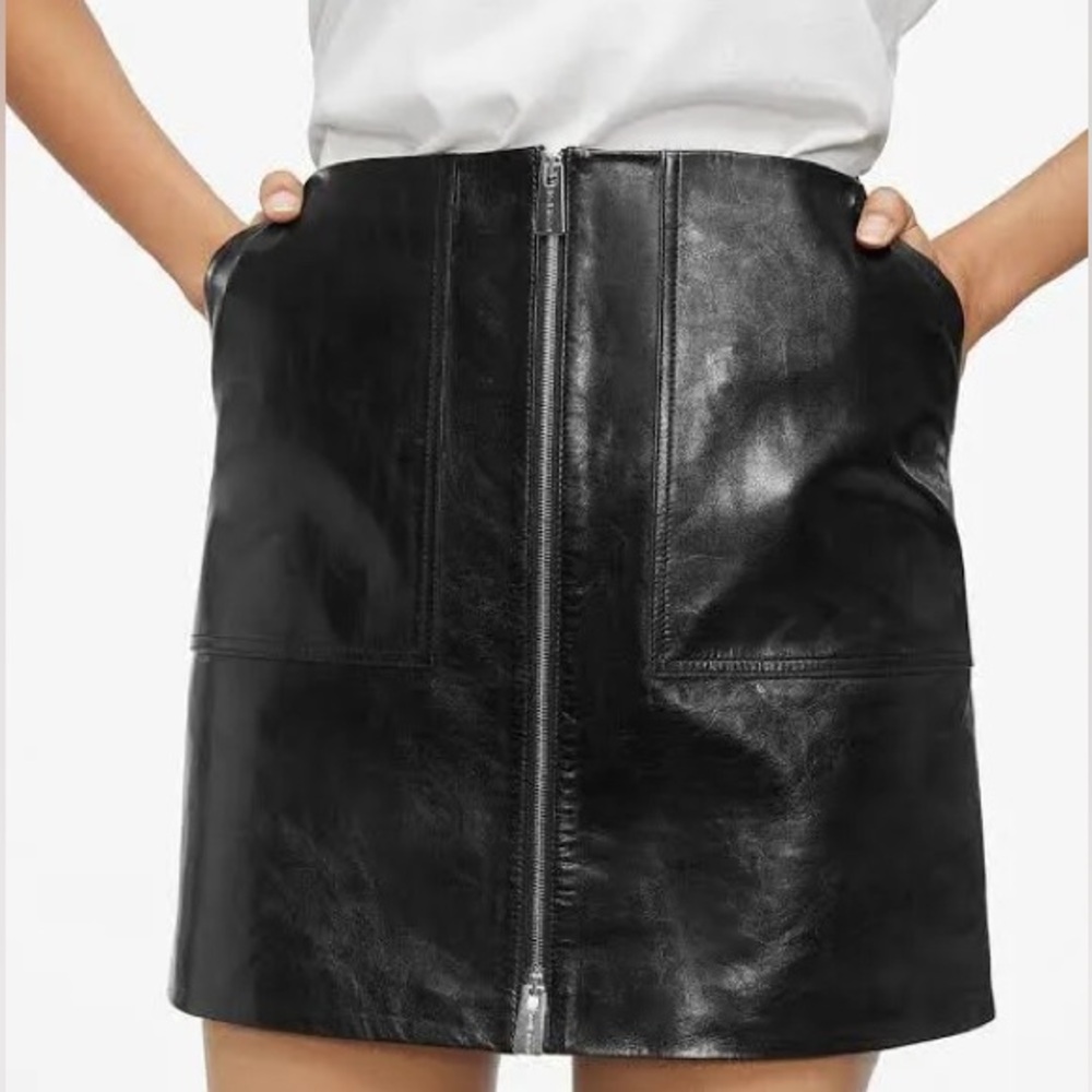 Anine Bing Sally Leather Miniskirt